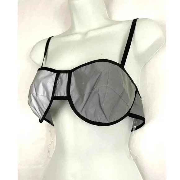NWT Hot & Delicious Reflective Bra Top Large Gray Black Women's - Picture 2 of 13